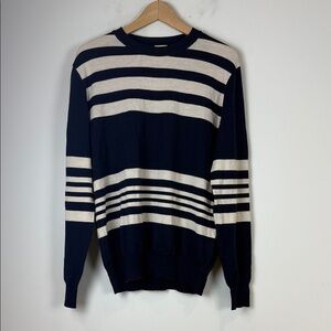 Kent & Curwen Navy and White Striped Sweater Size EU Large